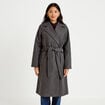 Manteau droit mi-long &agrave; manches longues gris femme