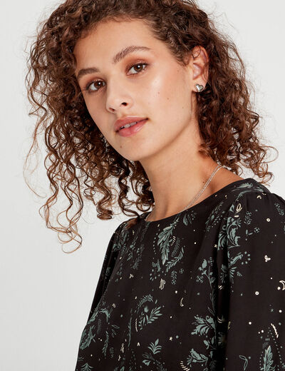 Robe droite détail noeud dos noir femme
