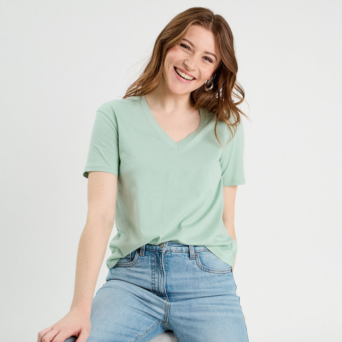 T-shirt manches courtes vert clair femme