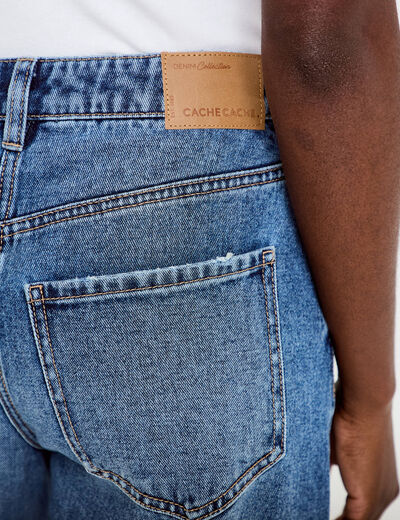 Jean barrel cropped taille standard bleu gris femme