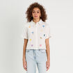 Chemise brodée manches courtes ecru femme