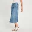 Jupe longue trapèze en jean denim double stone femme