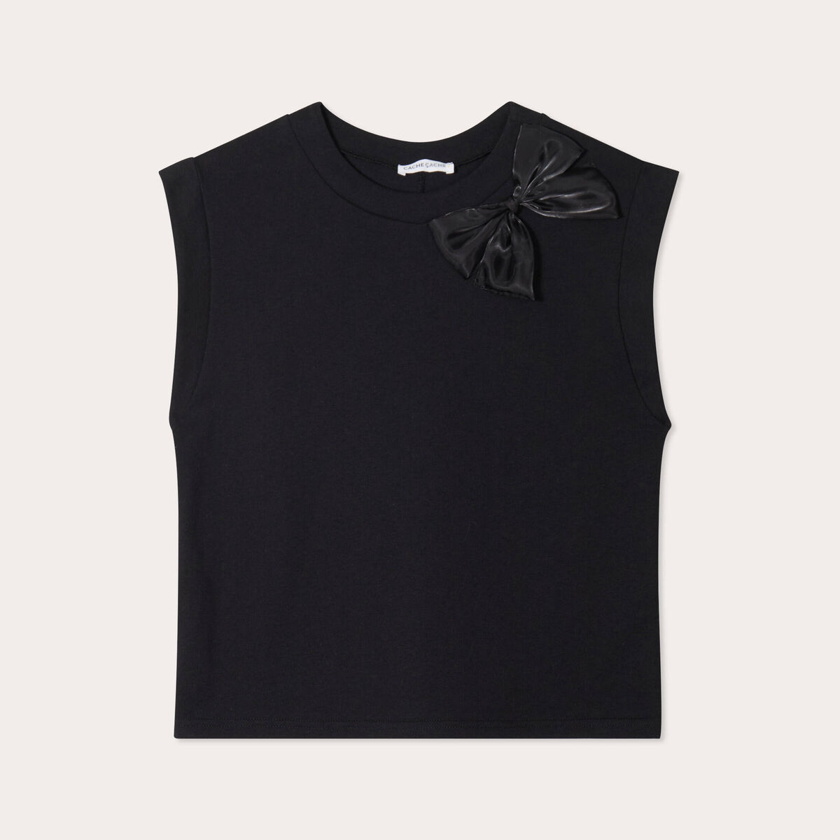 T-shirt détail noeud noir femme