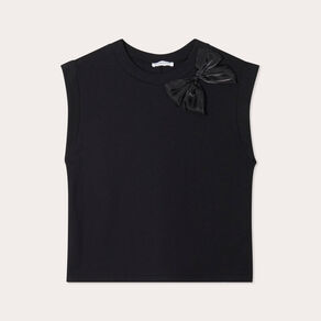 t shirt detail noeud noir femme T-shirt détail noeud noir femme