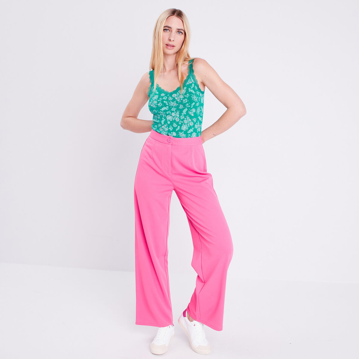 Débardeur bretelles larges vert femme