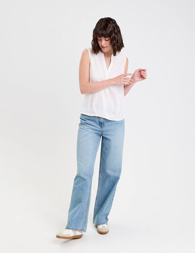 Blouse sans manches blanc femme