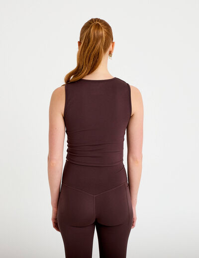 D&eacute;bardeur col rond marron fonc&eacute; femme
