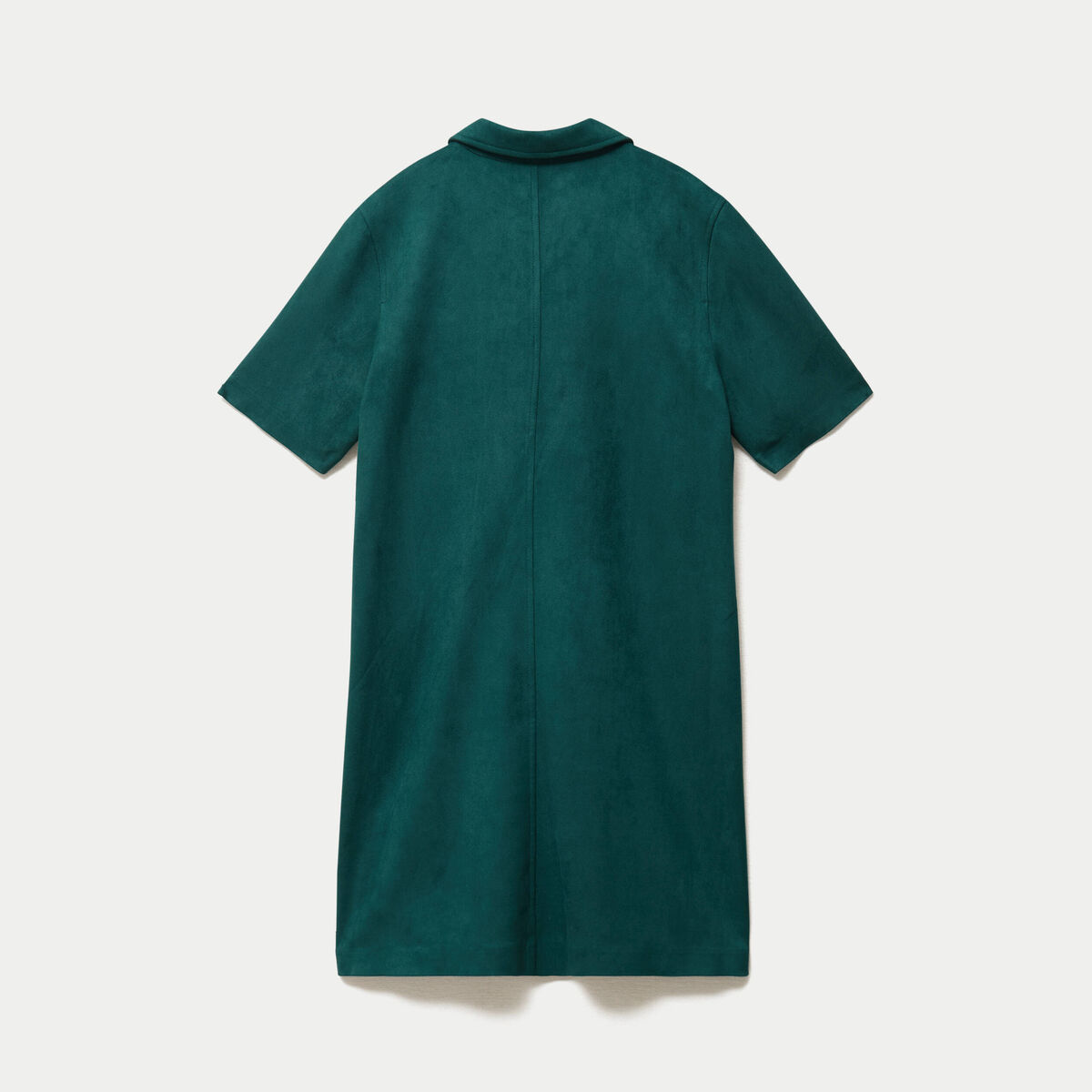 Robe droite 3/4 manches courtes daim vert fonc&eacute; femme