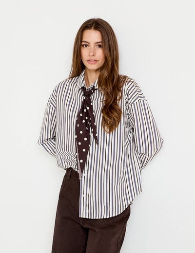 Chemise oversize manches longues blanc femme
