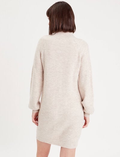 Robe pull droite col montant sable femme