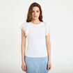 T-shirt ajust&eacute; dentelle col rond blanc femme