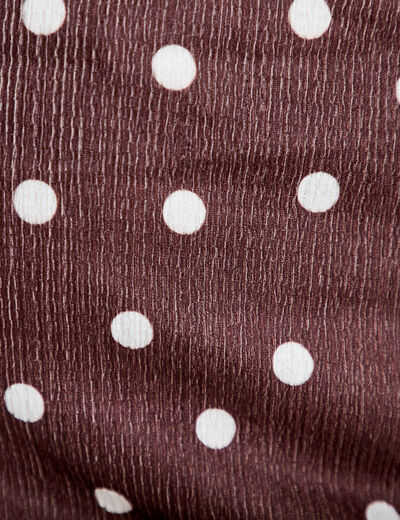 Top pliss&eacute; col bardot sans manches marron femme