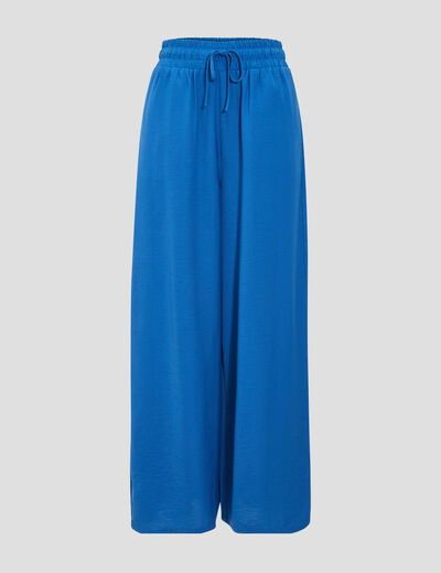 Pantalon large fluide bleu roi femme
