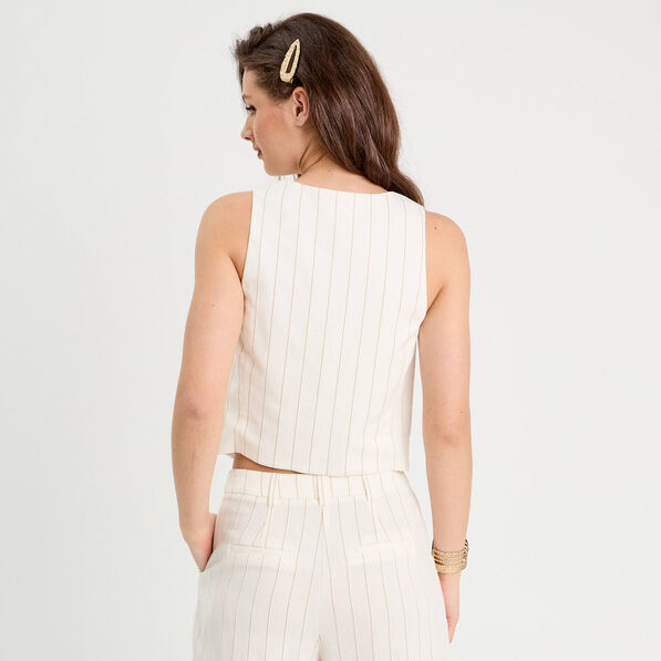 Veston sans manches blanc femme