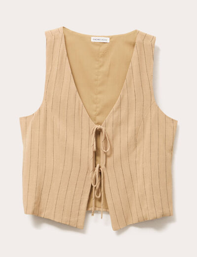 Veston sans manches noué beige femme