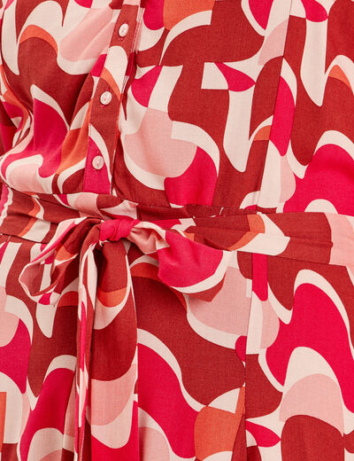 Robe chemise évasée fluide rose femme