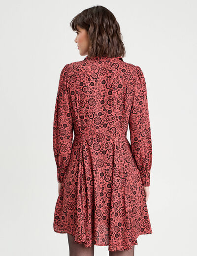 Robe chemise évasée fluide rouge clair femme