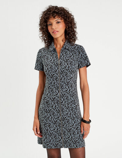 Robe évasée zippée noir femme