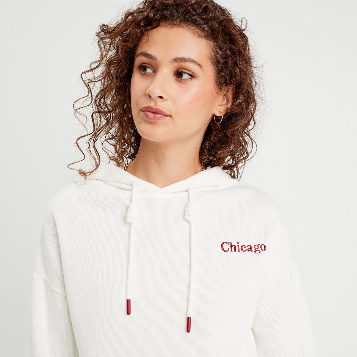 Sweat à capuche ecru femme