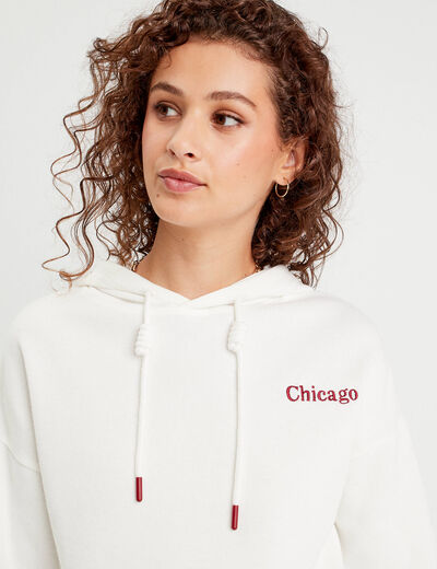 Sweat à capuche ecru femme