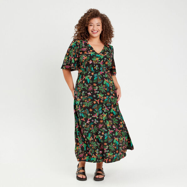 robe longue evasee ouvertures noir femme Robe longue évasée ouvertures noir femme