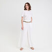 Pantalon large ecru femme