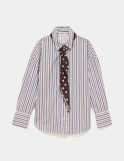 Chemise oversize manches longues blanc femme