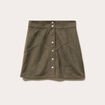 Jupe trap&egrave;ze courte aspect daim vert kaki femme