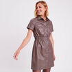 Robe droite boutonnée taupe femme