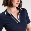Polo côtelé manches courtes bleu marine femme