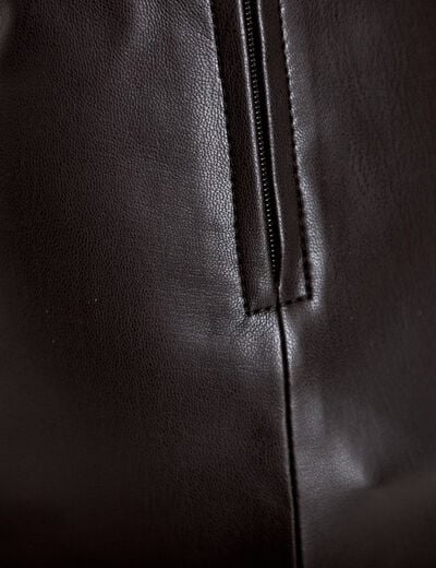 Jupe-short mini enduite d&eacute;tails clout&eacute;s noir femme