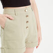 Short regular boutonné en jean vert pastel femme