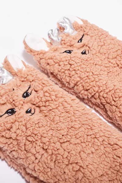 Chaussettes d'intérieur sable femme