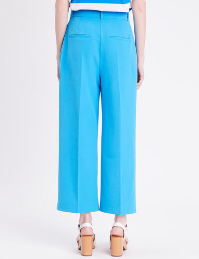 Pantalon city large bleu femme