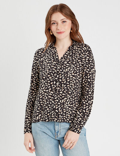 Chemise manches longues noir femme