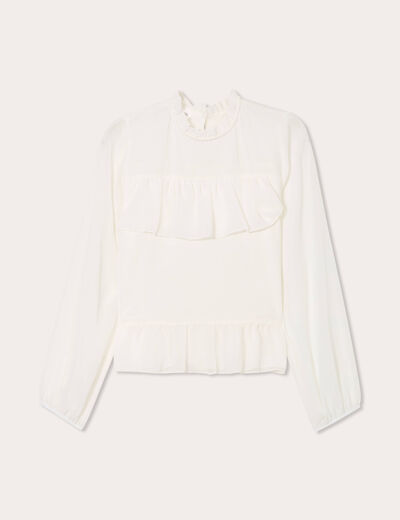 Blouse volants ecru femme