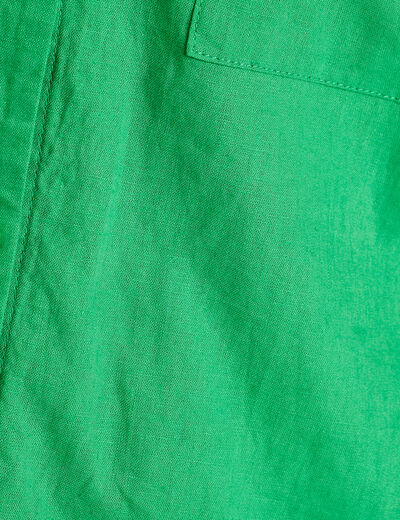 Chemise manches longues contenant du lin vert femme