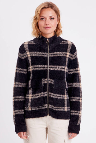 Veste droite à col montant noir femme