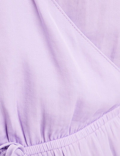 Blouse manches courtes satin violet femme