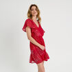 Robe évasée taille smockée rouge femme