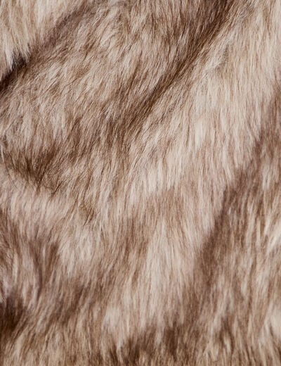 Manteau fausse fourrure taupe femme