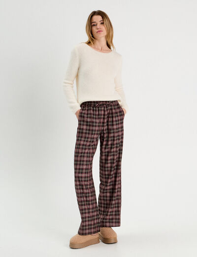 Pantalon large bordeaux femme
