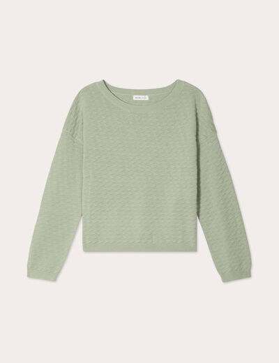 Pull col bateau vert pastel femme