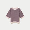 Pull ample duveteux manches courtes prune femme