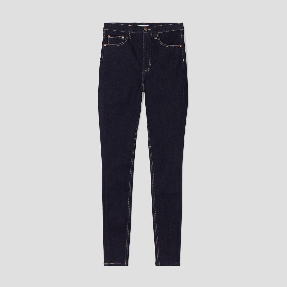 Jeans skinny taille élastiquée denim brut femme