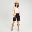 Gilet ajour&eacute; avec franges ecru femme