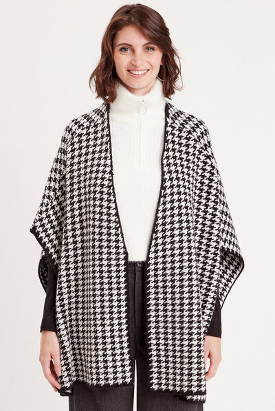 Cape tricotée noir femme