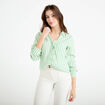 Chemise lin col V manches longues vert femme