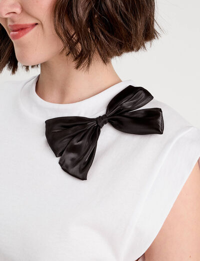 T-shirt détail noeud ecru femme