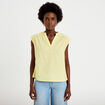 Blouse droite sans manches col v jaune pastel femme